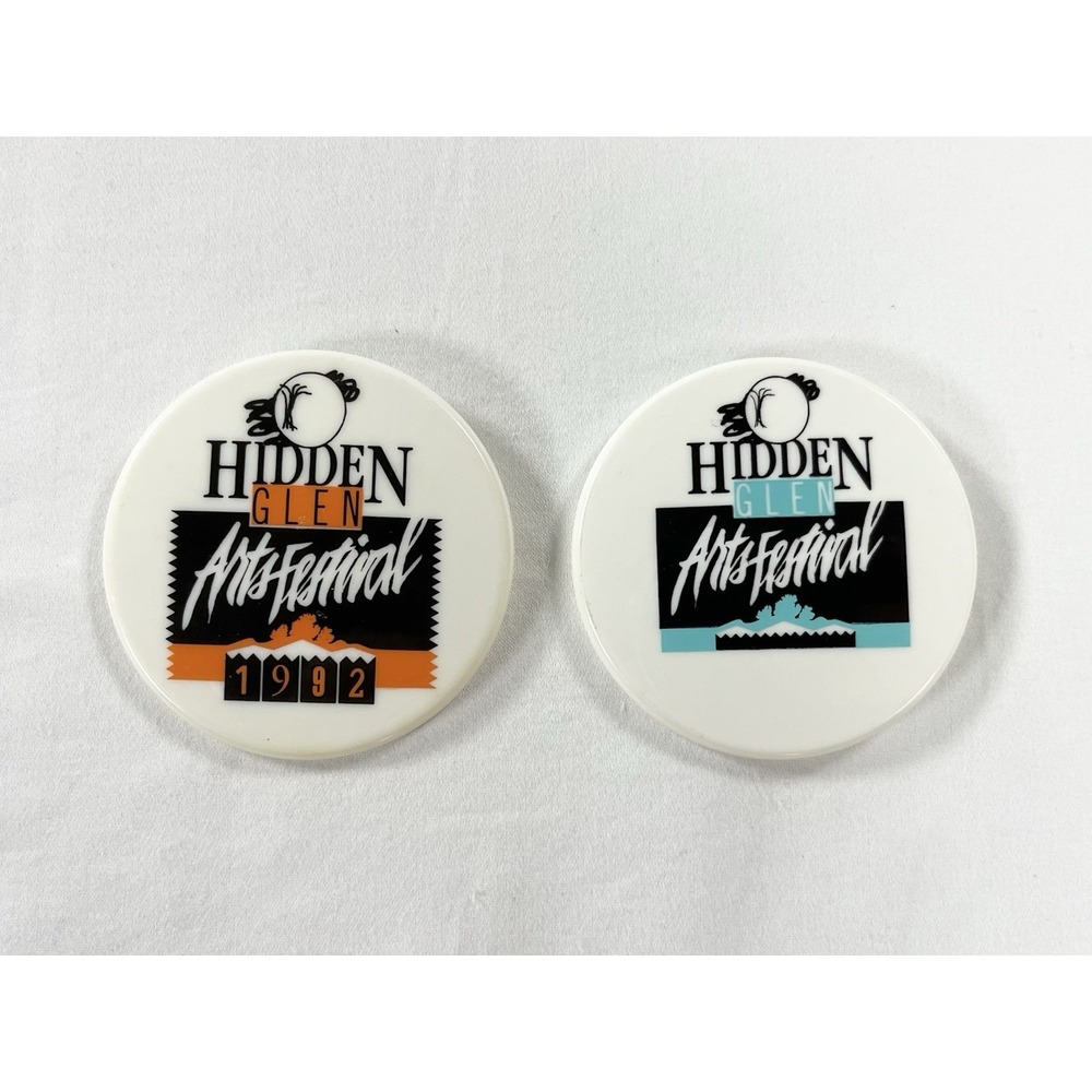 Vintage 1992 Hidden Glen‎ Arts Festival Olathe Kansas Pinback Buttons Lot of 2